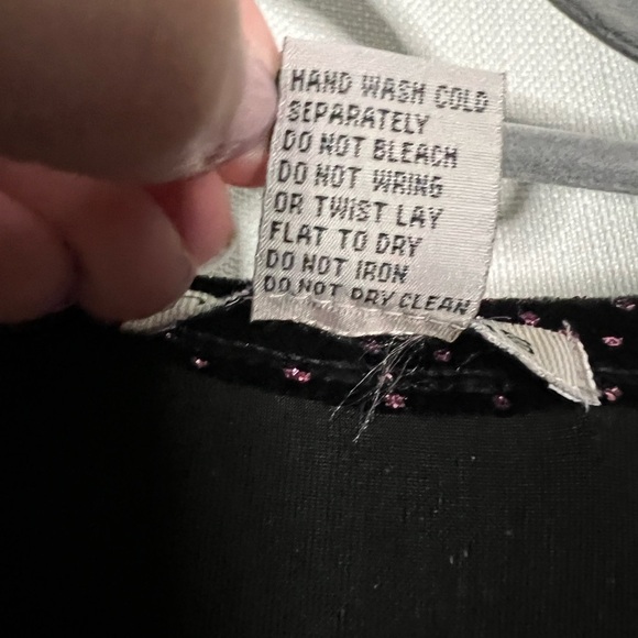 Vintage Notations Black Velvet with Pink Glitter Shirt XL - Picture 8 of 9